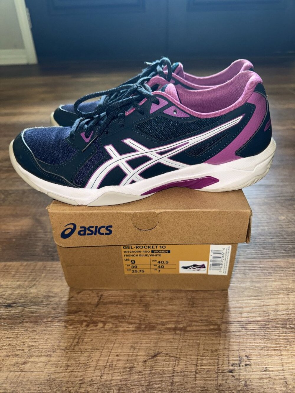 ASICS Women's Gel-Rocket 10 Volleyball Shoes Size 9 French Blue/White EEUC